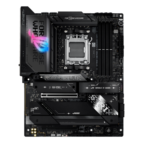 Asus ROG STRIX X870E-E GAMING WIFI | Processor family AMD | Processor socket AM5 | DDR5 | Supported hard disk drive interfaces SATA, M.2 | Number of SATA connectors 4