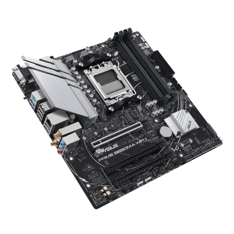 Asus | PRIME B650M-A WIFI II | Processor family AMD | Processor socket AM5 | DDR5 DIMM | Memory slots 4 | Supported hard disk drive interfaces SATA, M.2 | Number of SATA connectors 4 | Chipset AMD B650 | mATX - Image 5