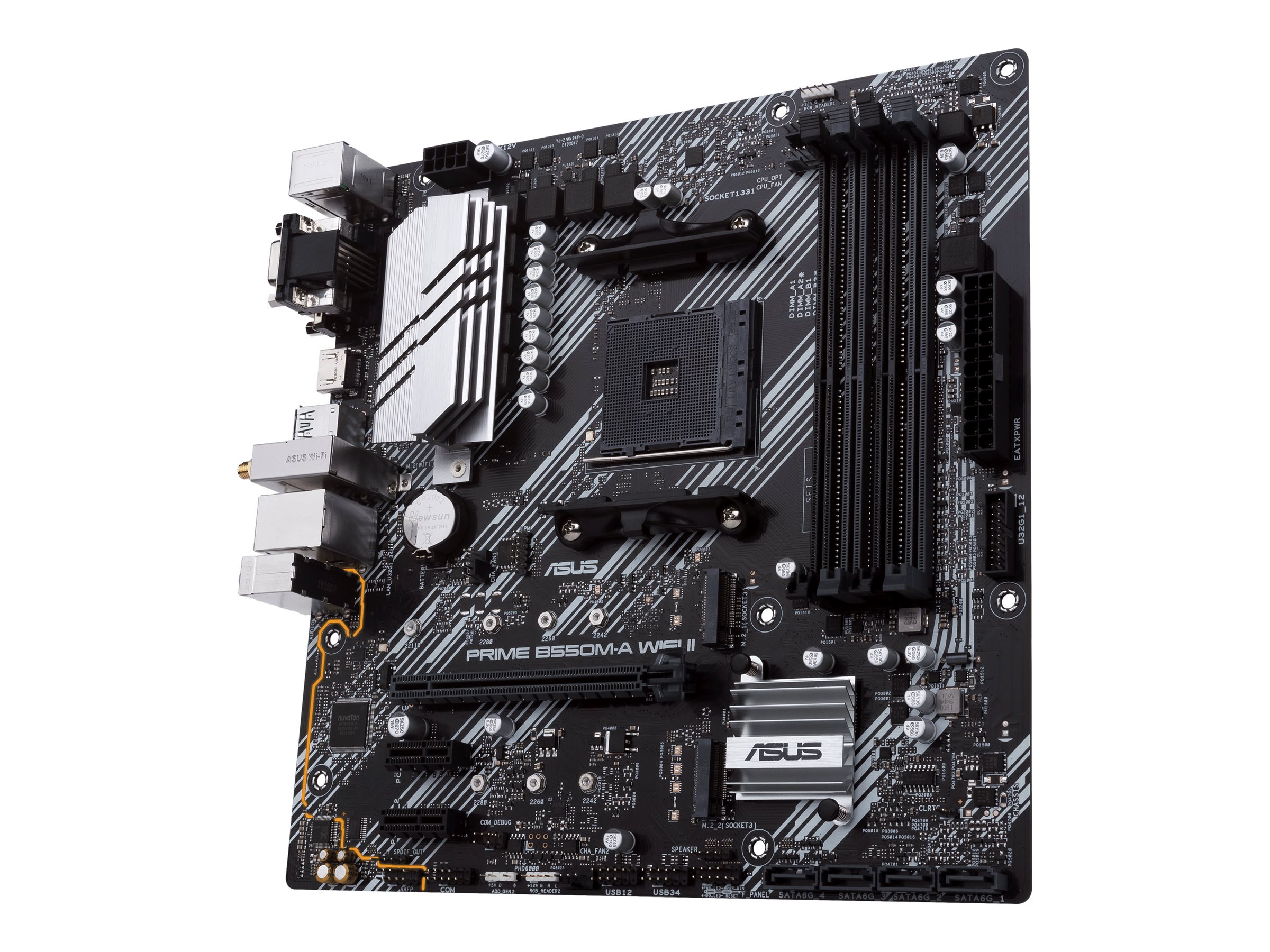 Asus | PRIME B550M-A WIFI II | Processor family AMD | Processor socket AM4 | DDR4 DIMM | Memory slots 4 | Supported hard disk drive interfaces SATA, M.2 | Number of SATA connectors 4 | Chipset AMD B550 | microATX - Image 4