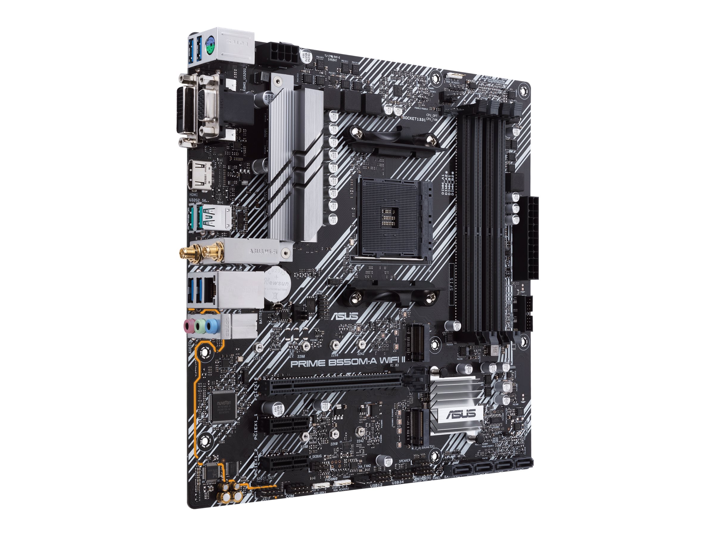 Asus | PRIME B550M-A WIFI II | Processor family AMD | Processor socket AM4 | DDR4 DIMM | Memory slots 4 | Supported hard disk drive interfaces SATA, M.2 | Number of SATA connectors 4 | Chipset AMD B550 | microATX - Image 10
