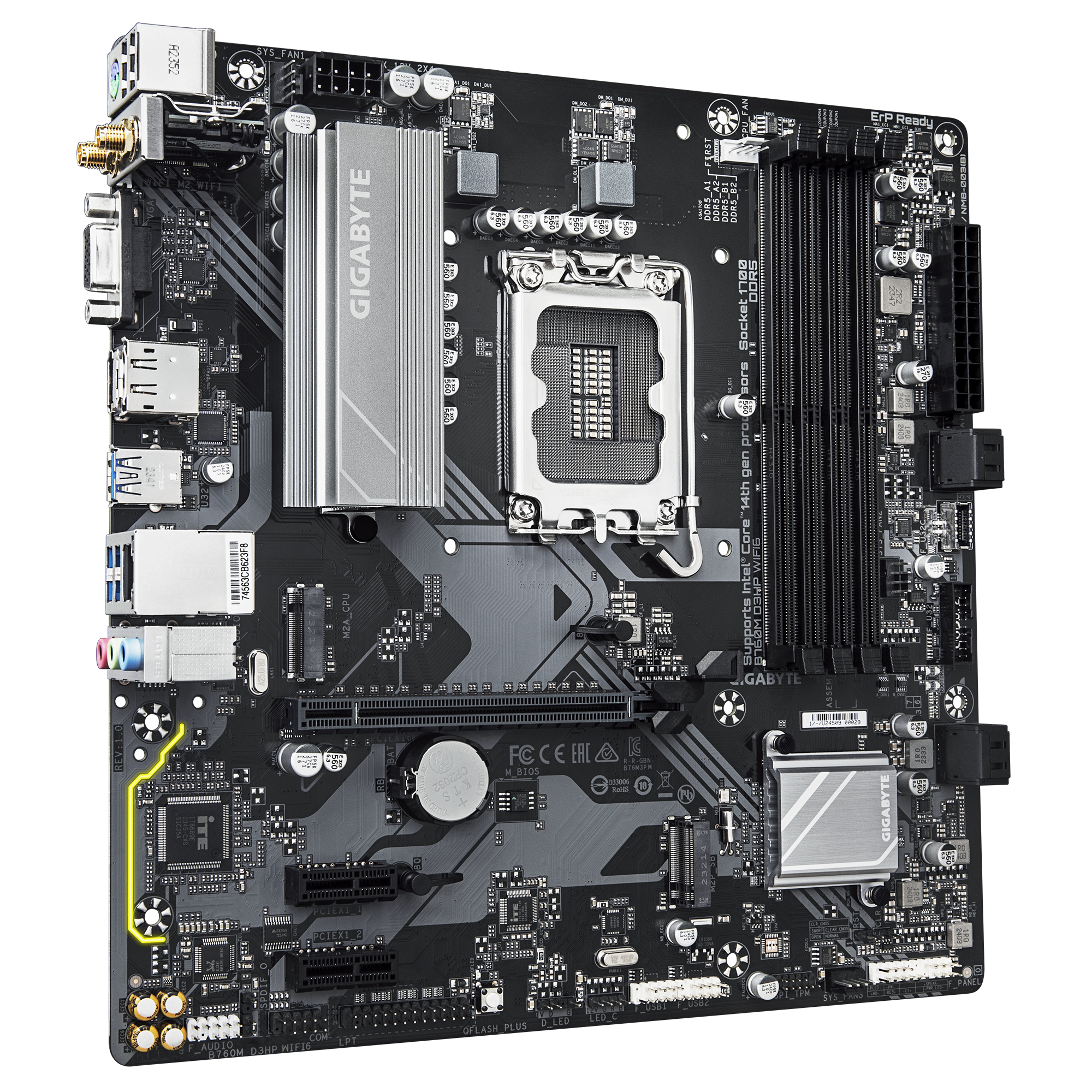 Gigabyte B760M D3HP WIFI6 | Processor family Intel | Processor socket LGA1700 | DDR5 | Supported hard disk drive interfaces M.2, SATA | Number of SATA connectors 4 - Image 4