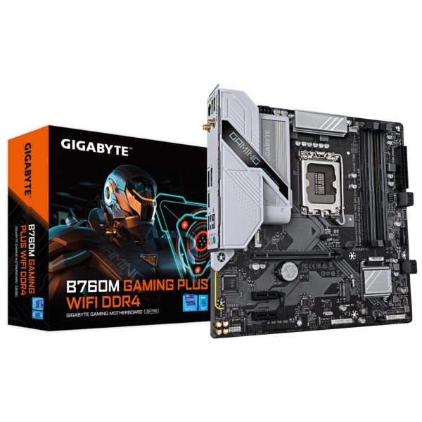 Gigabyte B760M GAMING PLUS WIFI DDR4 (rev. 1.0) | Processor family Intel | Processor socket LGA1700 | DDR4 | Supported hard disk drive interfaces SATA, M.2 | Number of SATA connectors 4