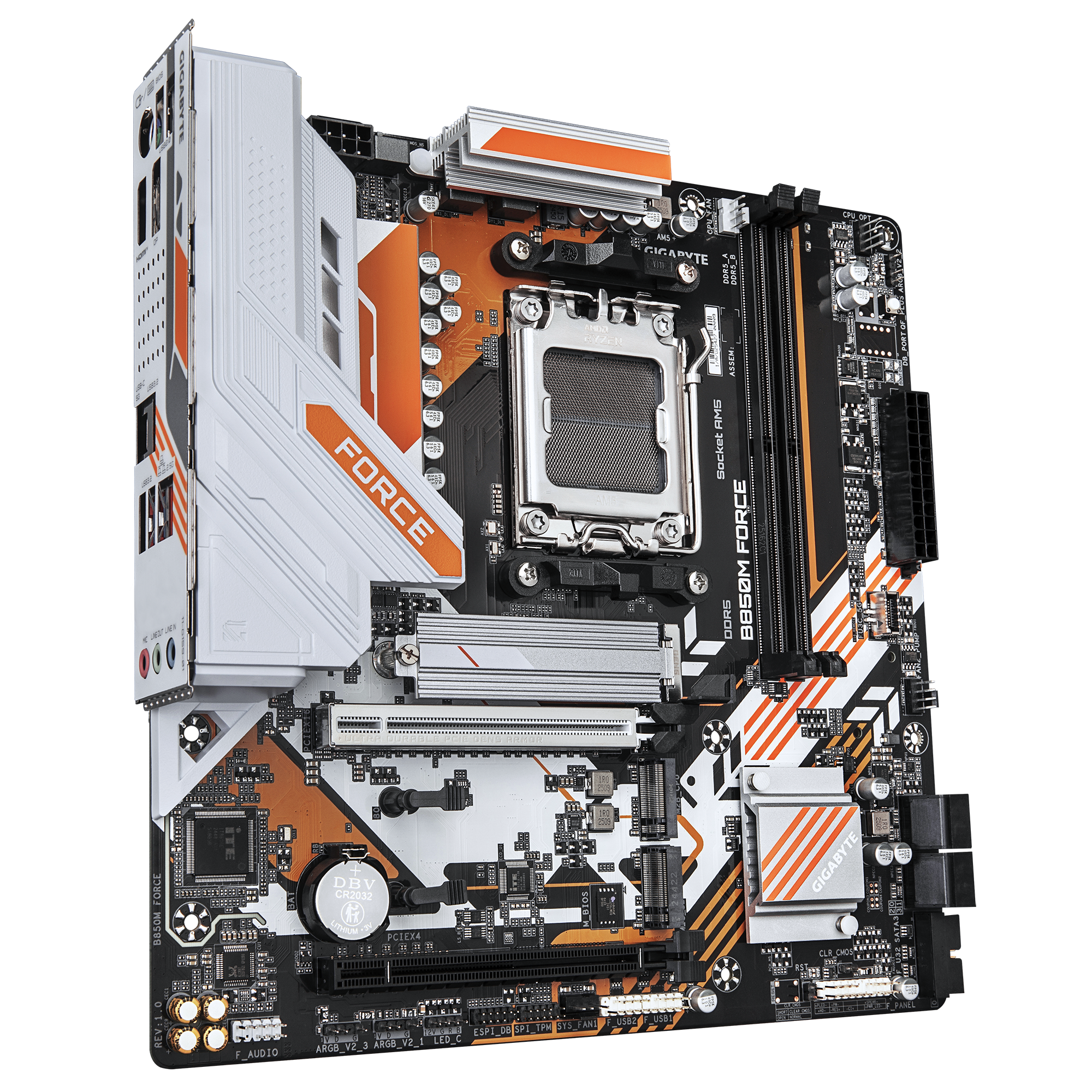 Gigabyte B850M FORCE (rev. 1.0) | Processor family AMD | Processor socket AM5 | DDR5 | Supported hard disk drive interfaces SATA, M.2 | Number of SATA connectors 4 - Image 3