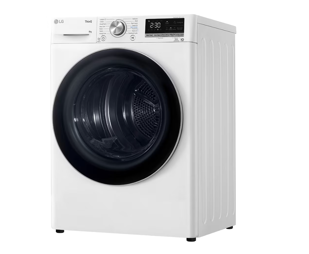 LG Dryer Machine | RH80V9AV3N | Energy efficiency class C | Front loading | 8 kg | LED | Depth 69 cm | Wi-Fi | White - Image 12
