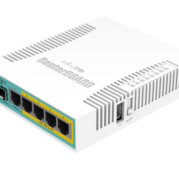 hEX PoE Router | RB960PGS | No Wi-Fi | 10/100/1000 Mbit/s | Ethernet LAN (RJ-45) ports 5 | Mesh Support No | MU-MiMO No | No mobile broadband | 1xUSB | 12 month(s)