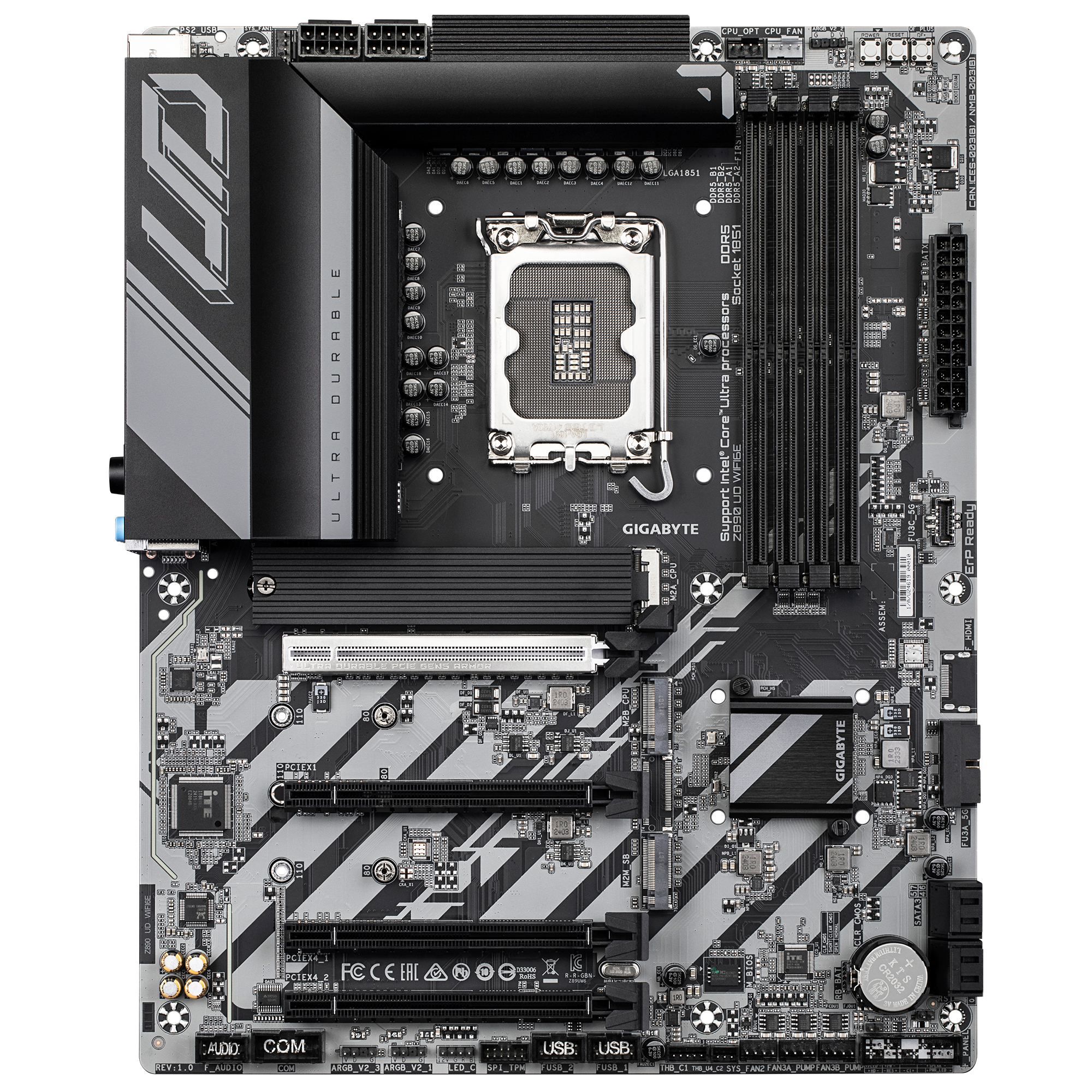 Gigabyte Z890 UD WIFI6E | Processor family Intel | Processor socket LGA1851 | DDR5 | Supported hard disk drive interfaces M.2, SATA | Number of SATA connectors 4 - Image 2