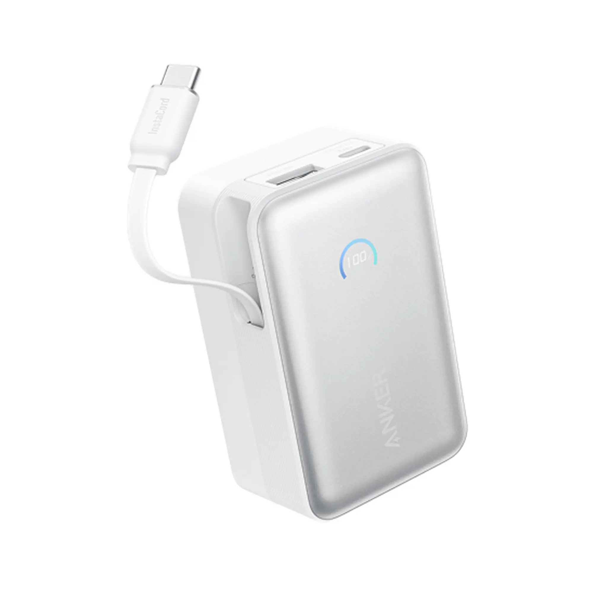 Anker Nano Power Bank 45W with Built-In Retractable USB-C Cable | A1638H21 | 10000 mAh | White - Image 2