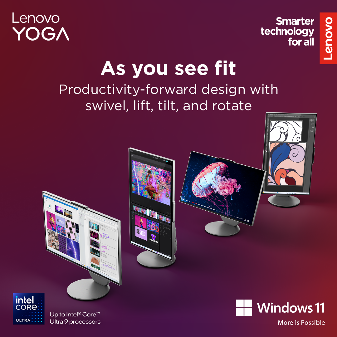 Lenovo Yoga | 27IAH10 | Desktop | AIO | 27 " | Inte Core Ultra 7 | 255H | 16 GB | Soldered LPDDR5x | 1000 GB | Intel Arc 140T GPU | English | Windows 11 Home | Warranty 24 month(s) - Image 27