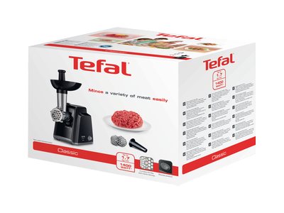 TEFAL | Meat mincer | NE105838 | Black | 1400 W | Number of speeds 1 | Throughput (kg/min) 1.7 | The set includes 3 stainless steel sieves for medium or coarse grinding. - Image 4