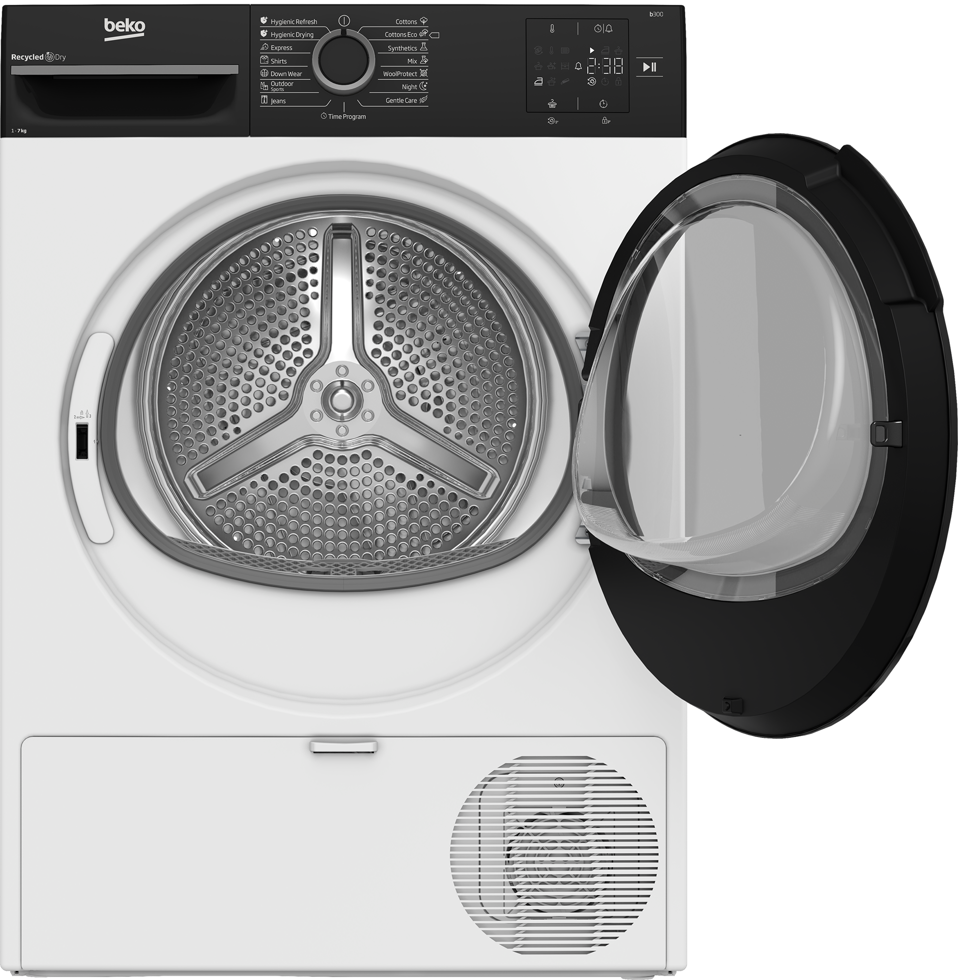 BEKO Dryer Machine | BM3T37249WBB | Energy efficiency class C | Front loading | 7 kg | Digital | Depth 54.5 cm | White - Image 4