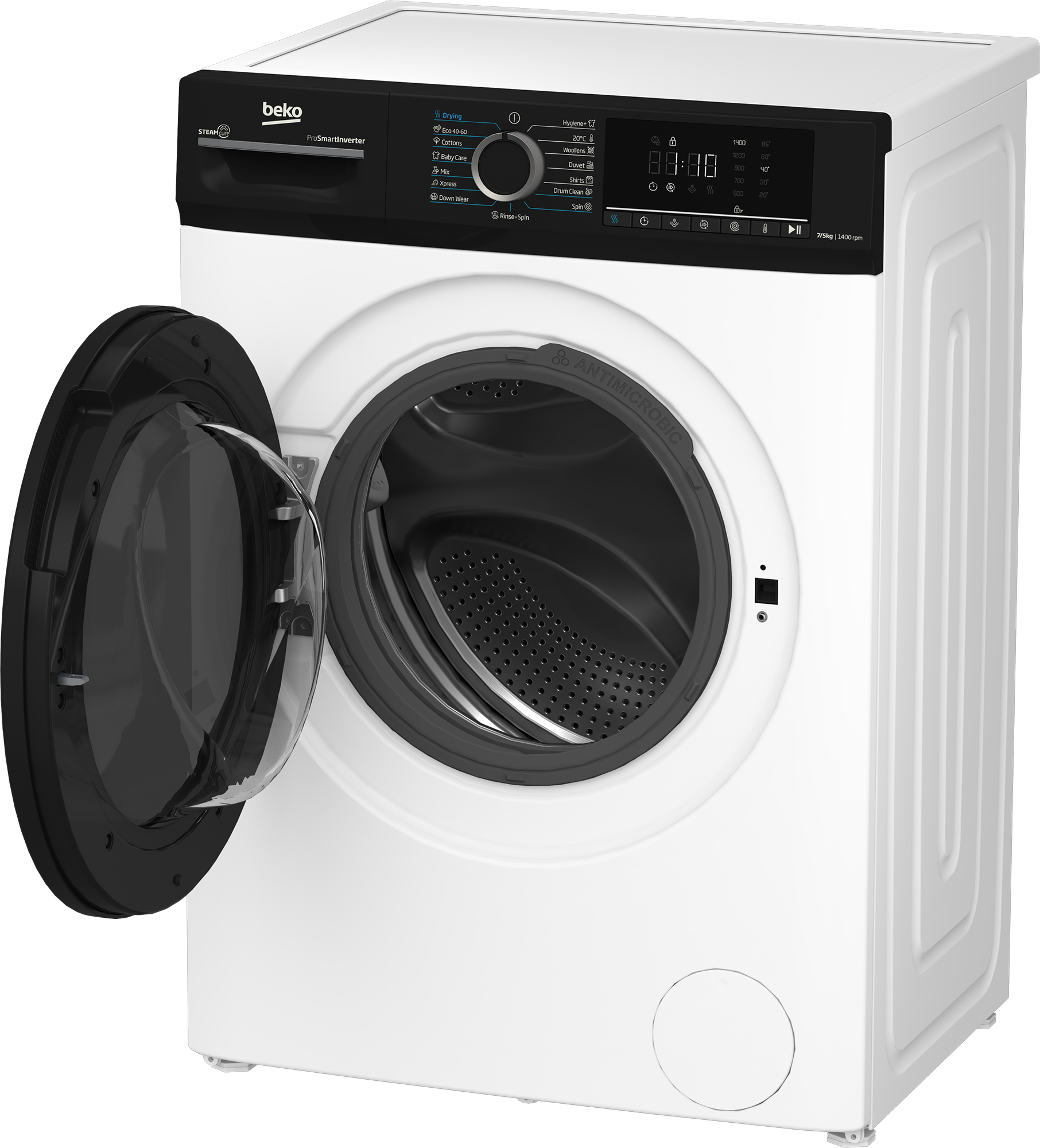 BEKO Washing machine with dryer | BMM5DFO5741WPB | Energy efficiency class A/D | Front loading | Washing capacity 7 kg | 1400 RPM | Depth 52 cm | Width 60 cm | Display | LED | Drying system | Drying capacity 5 kg | Steam function | White - Image 7