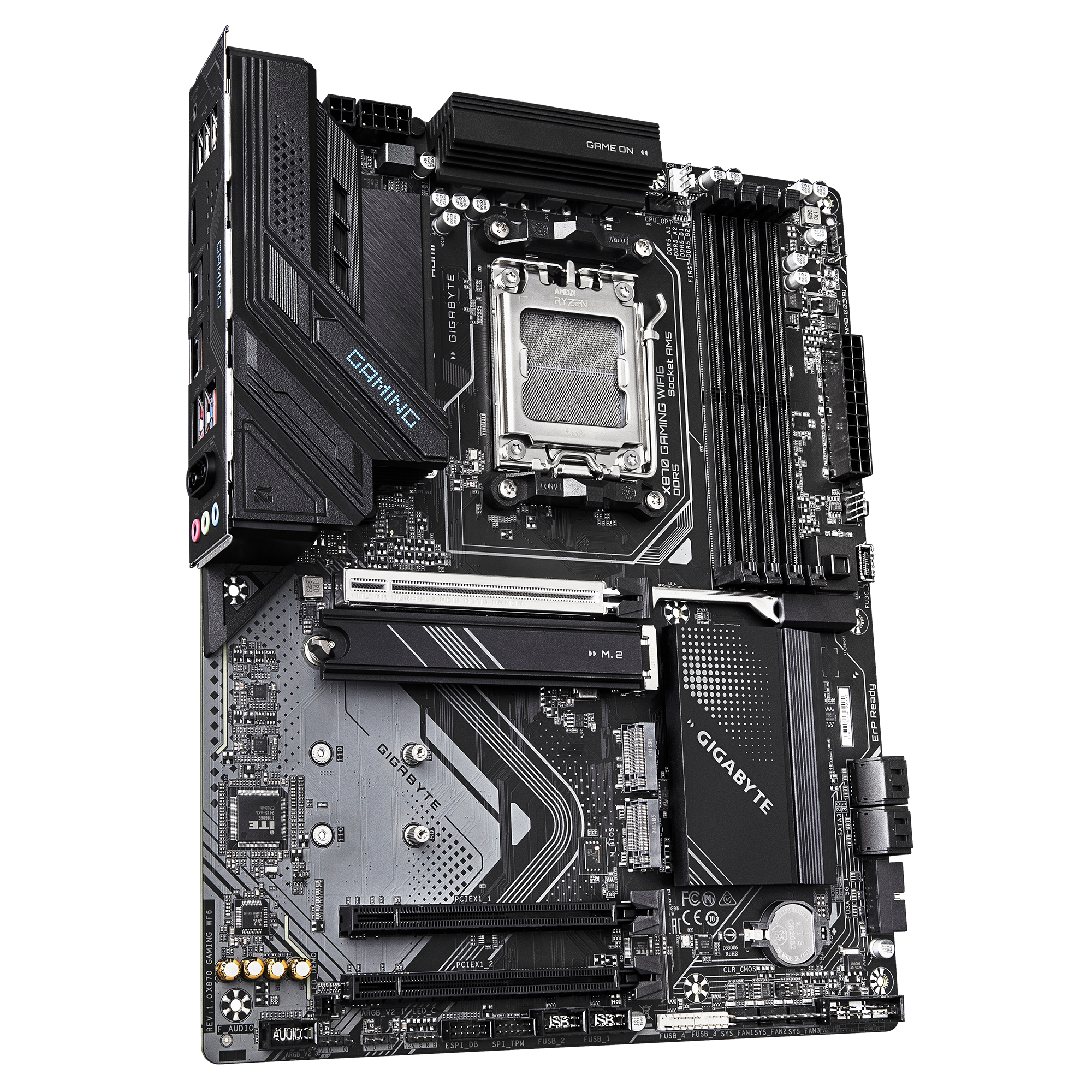 Gigabyte X870 GAMING WF6 | Processor family AMD | Processor socket AM5 | DDR5 | Supported hard disk drive interfaces M.2, SATA | Number of SATA connectors 4 - Image 3