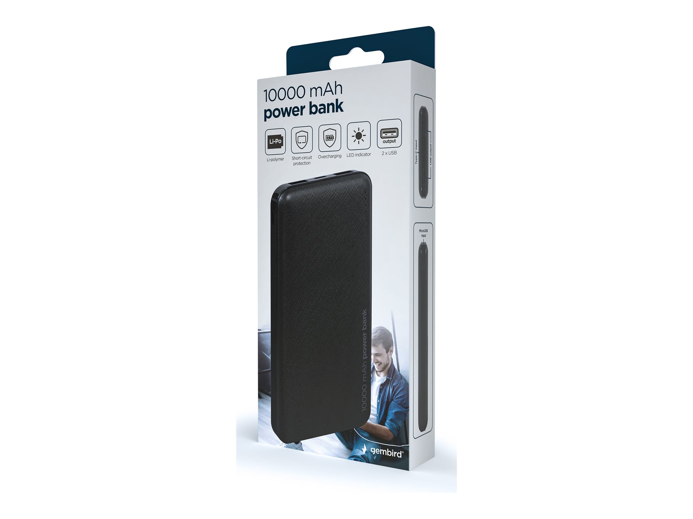 Gembird | Power Bank | PB10-02 | 10000 mAh | 2 x USB-AF | Black - Image 7
