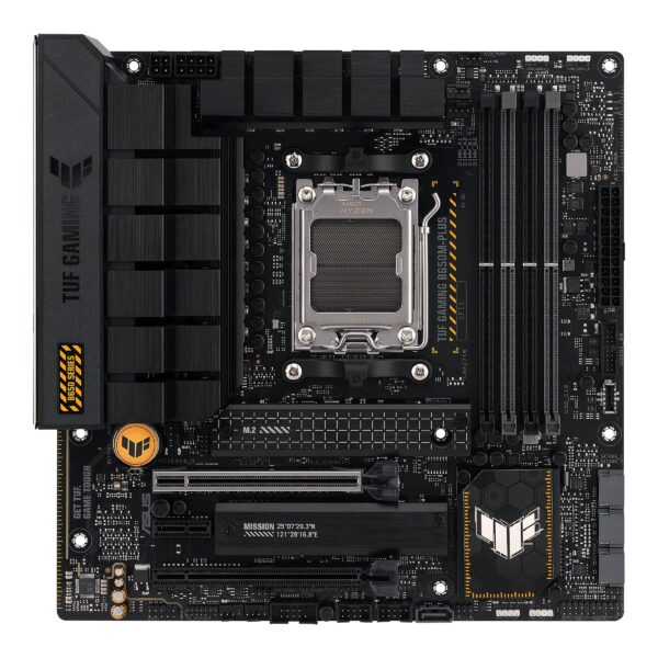 Asus | TUF GAMING B650M-PLUS | Processor family AMD | Processor socket AM5 | DDR5 DIMM | Memory slots 4 | Supported hard disk drive interfaces SATA, M.2 | Number of SATA connectors 4 | Chipset AMD B650 | micro-ATX