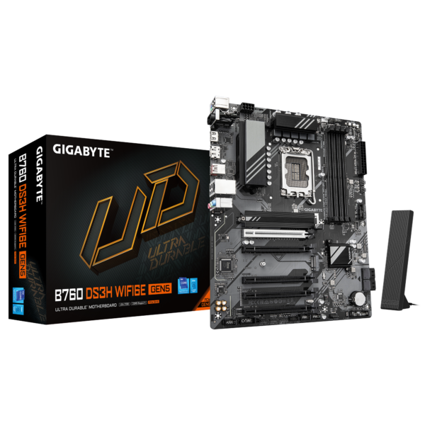 Gigabyte B760 DS3H WF6E GEN5 | Processor family Intel | Processor socket LGA1700 | DDR5 | Supported hard disk drive interfaces M.2, SATA | Number of SATA connectors 4