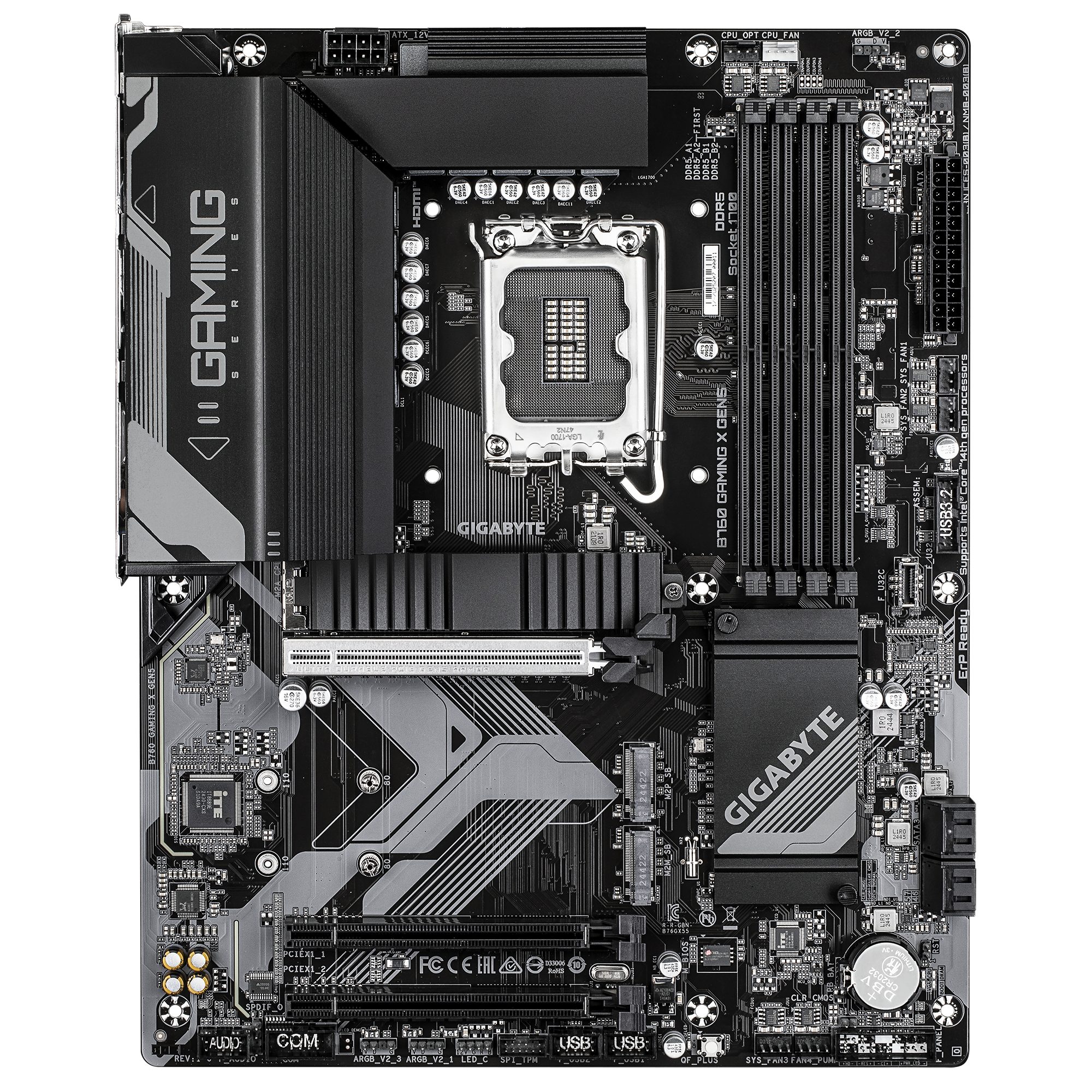 Gigabyte B760 GAMING X GEN5 | Processor family Intel | Processor socket LGA1700 | DDR5 | Supported hard disk drive interfaces M.2, SATA | Number of SATA connectors 4 - Image 2