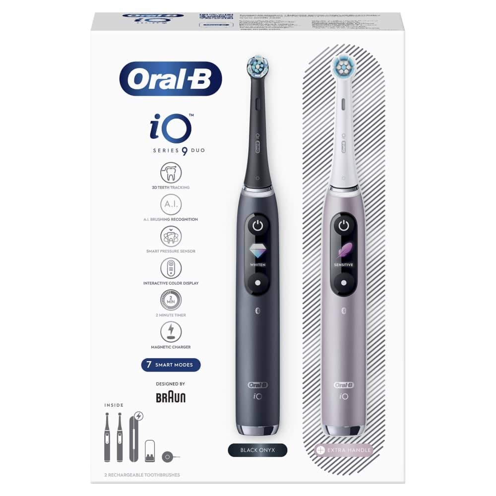 Oral-B | Electric Toothbrush | iO 9 Series Duo | Rechargeable | For adults | Number of brush heads included 2 | Number of teeth brushing modes 7 | Black Onyx/Rose - Image 3