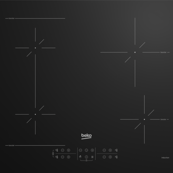 BEKO Hob | HII64200SFMT | Induction | Number of burners/cooking zones 4 | Touch | Timer | Black