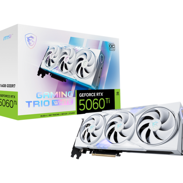 MSI GeForce RTX 5060 Ti 16G GAMING TRIO OC WHITE | NVIDIA | 16 GB | GeForce RTX 5060 Ti | GDDR7 | HDMI ports quantity 1 | PCI Express Gen 5 x16 (uses x8)