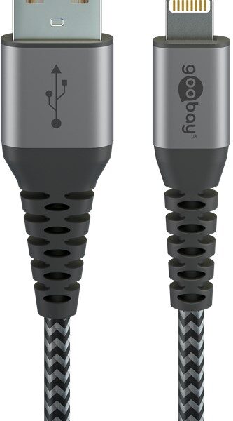 Goobay | Lightning to USB-A Textile Cable with Metal Plugs | 49268 | USB-A to Lightning