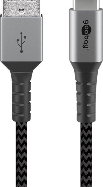 Goobay | USB-C to USB-A Textile Cable with Metal Plugs | 49296 | USB-C to USB-A