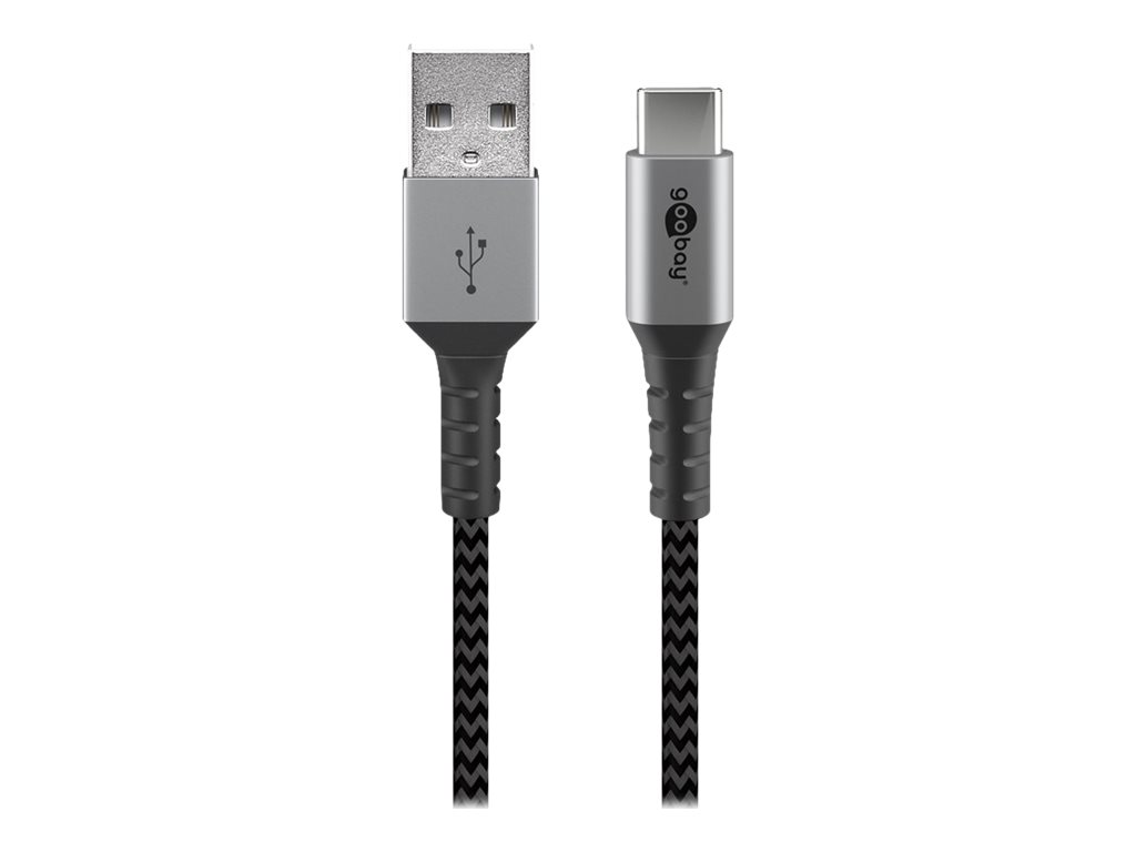 Goobay | USB-C to USB-A Textile Cable with Metal Plugs | 49296 | USB-C to USB-A - Image 2