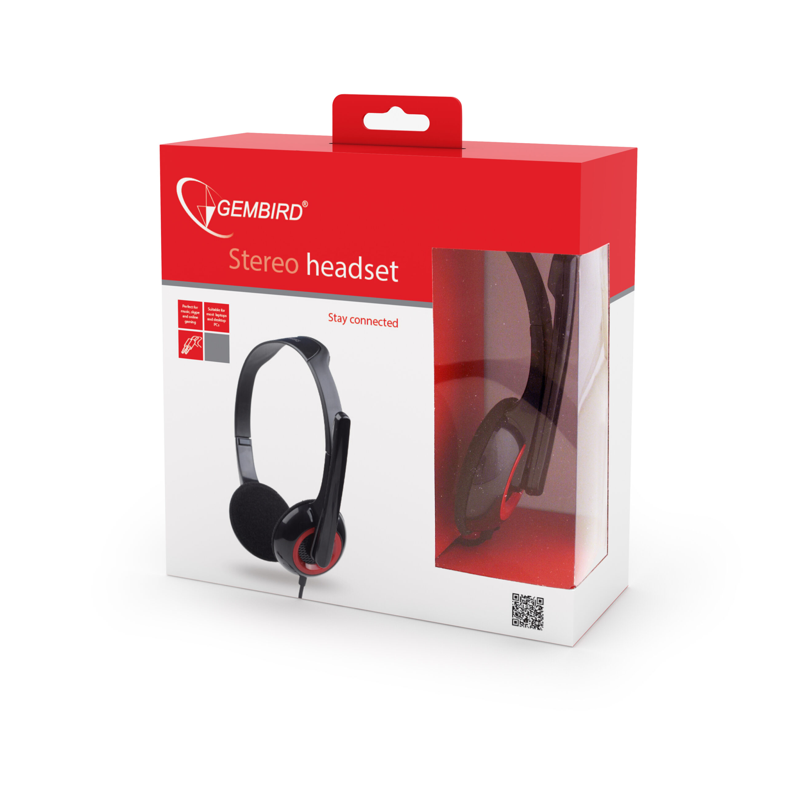 Gembird | MHS-002 Stereo headset | Built-in microphone | 3.5 mm | Black/Red - Image 2