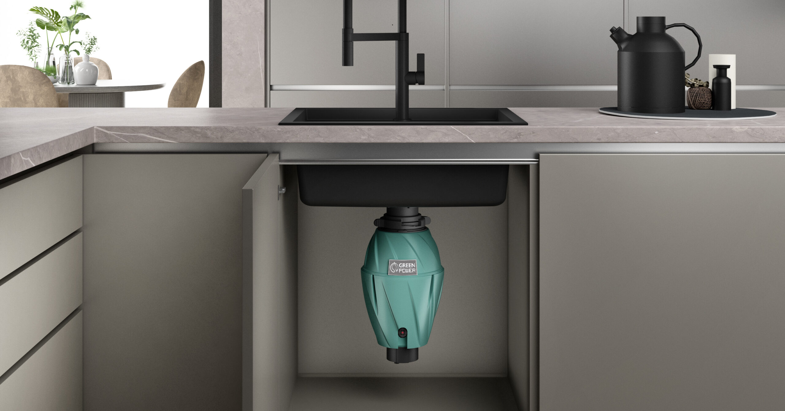 Elleci | Food waste disposers | TDH00750 | 500 W | 1070 ml | 2800 RPM | Green - Image 3