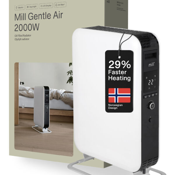 Mill | Heater | AB-H2000DN | Oil Filled Radiator | 2000 W | Number of power levels 3 | Suitable for rooms up to 24-34 m³ | White
