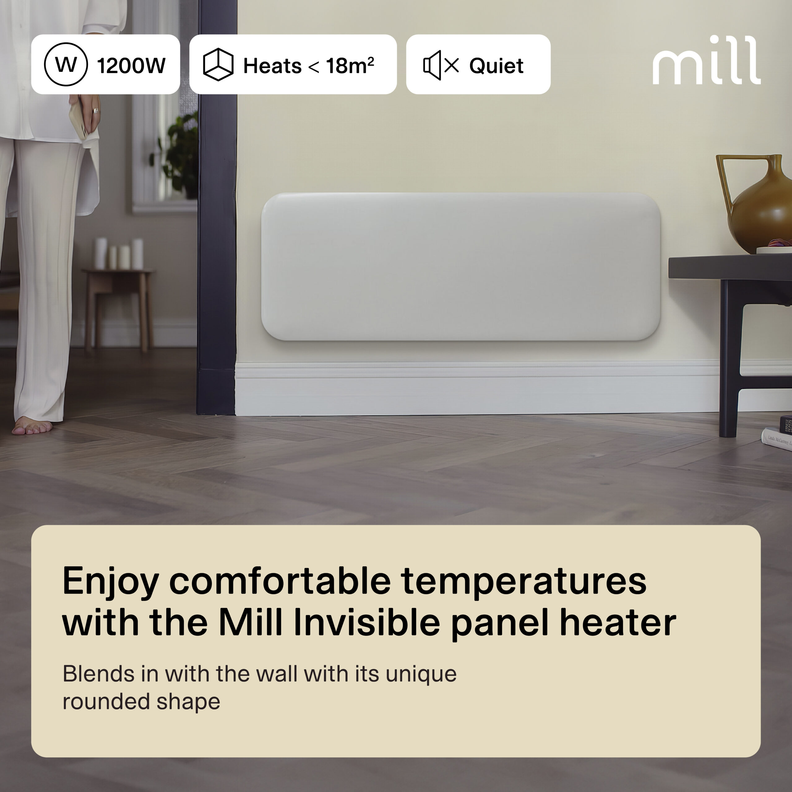 Mill | Heater | IB1200DN Steel | Panel Heater | 1200 W | Number of power levels 1 | Suitable for rooms up to 14-18 m² | White | N/A - Image 16