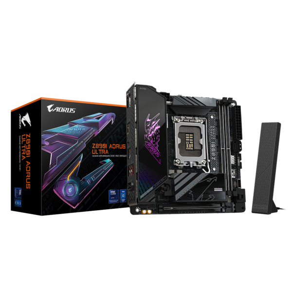 Gigabyte Z890I AORUS ULTRA | Processor family Intel | Processor socket LGA1851 | DDR5 | Supported hard disk drive interfaces M.2, SATA | Number of SATA connectors 2