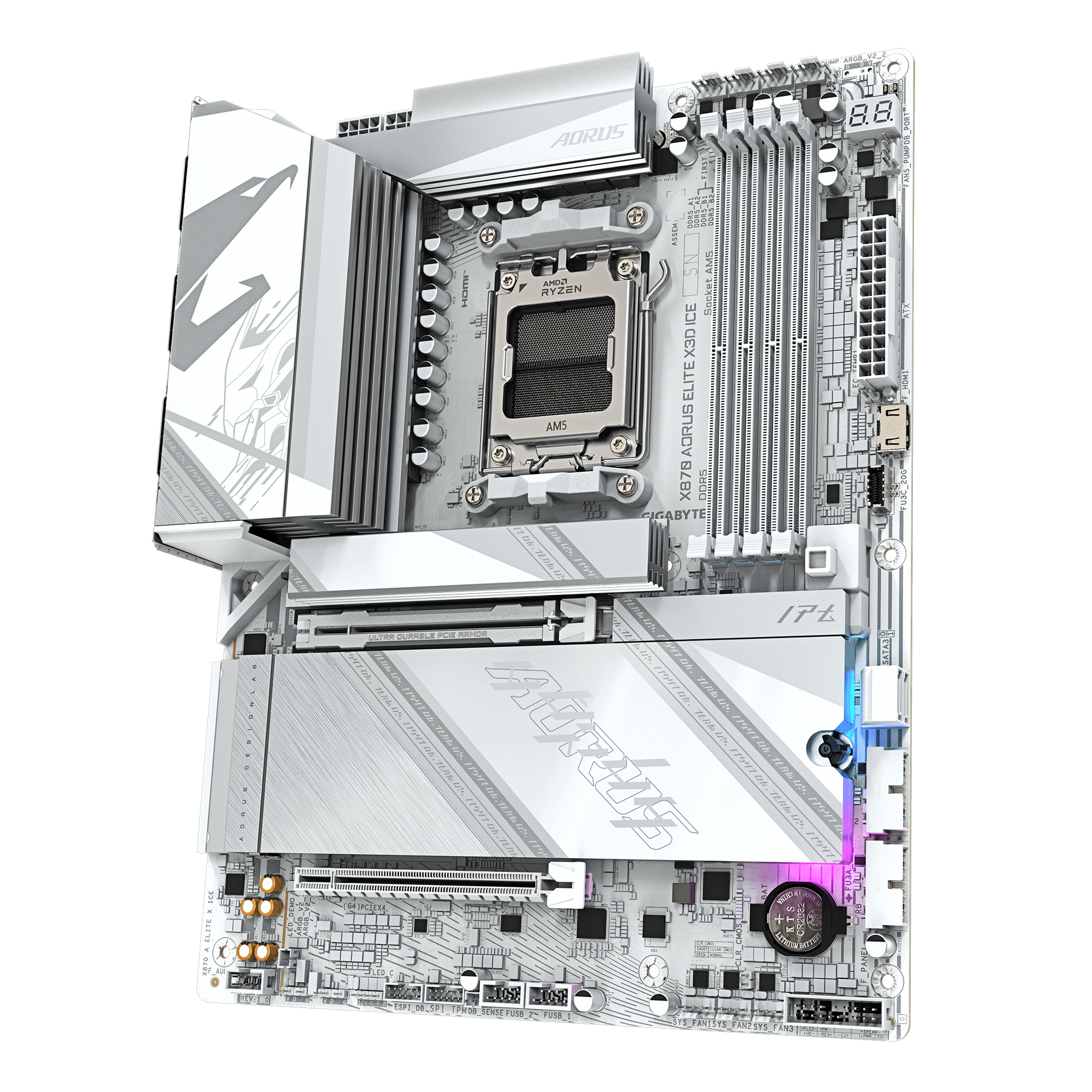 Gigabyte X870 AORUS ELITE X3D ICE | Processor family AMD | Processor socket AM5 | DDR5 | Supported hard disk drive interfaces SATA, M.2 | Number of SATA connectors 4 - Image 4