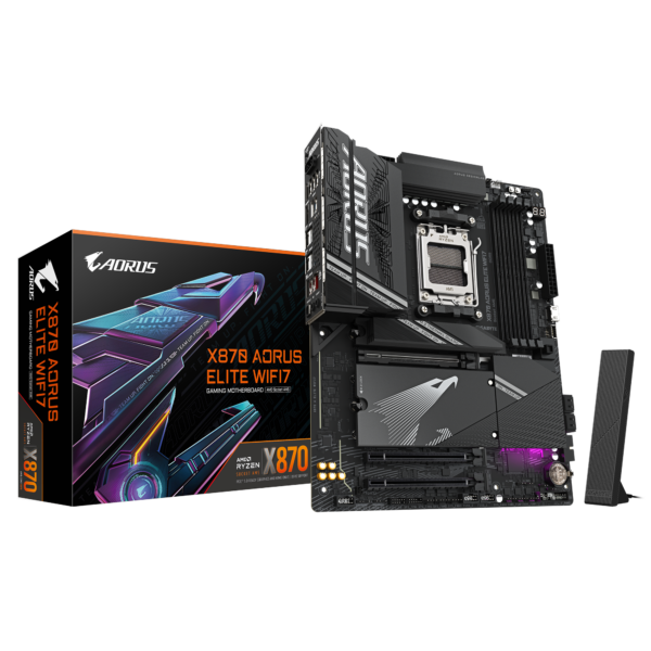 Gigabyte X870 AORUS ELITE WIFI7 | Processor family AMD | Processor socket AM5 | DDR5 | Supported hard disk drive interfaces SATA, M.2 | Number of SATA connectors 4