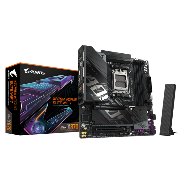 Gigabyte X870M AORUS ELITE WIFI7 | Processor family AMD | Processor socket AM5 | DDR5 | Supported hard disk drive interfaces SATA, M.2 | Number of SATA connectors 2