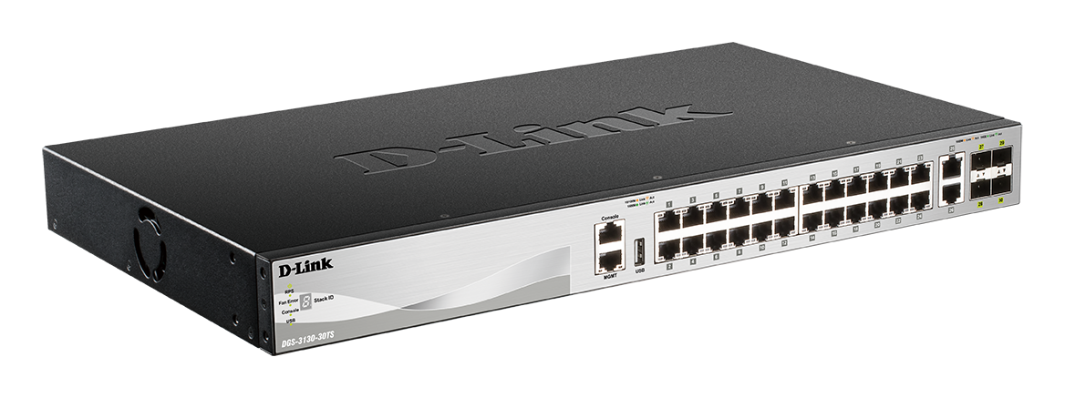 D-Link | DGS-3130-30TS | Switch | Managed L3 | Rack mountable | Gigabit Ethernet (copper) ports quantity 24 | 10 Gbps (RJ-45) ports quantity 2 | SFP+ ports quantity 4 | Power supply type Optional redundant - Image 4