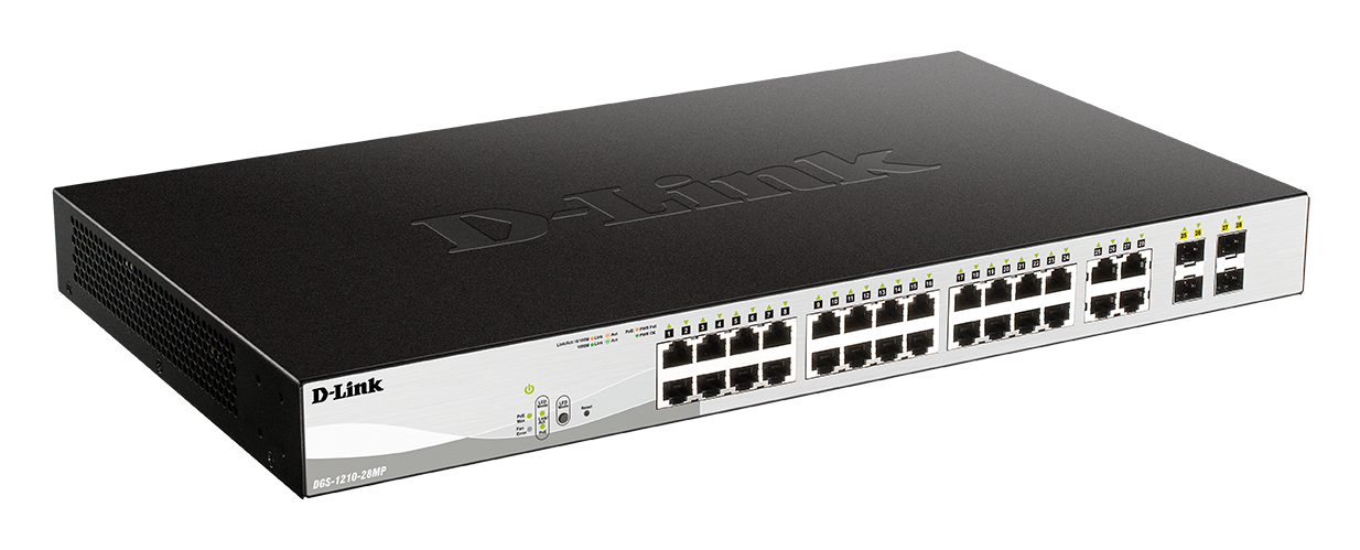 D-Link | Switch | DGS-1210-28MP | Web Management | Rack mountable | Gigabit Ethernet (copper) ports quantity 24 | SFP ports quantity 4 | PoE/Poe+ ports quantity 24 | Power supply type External | Lifetime month(s) - Image 6