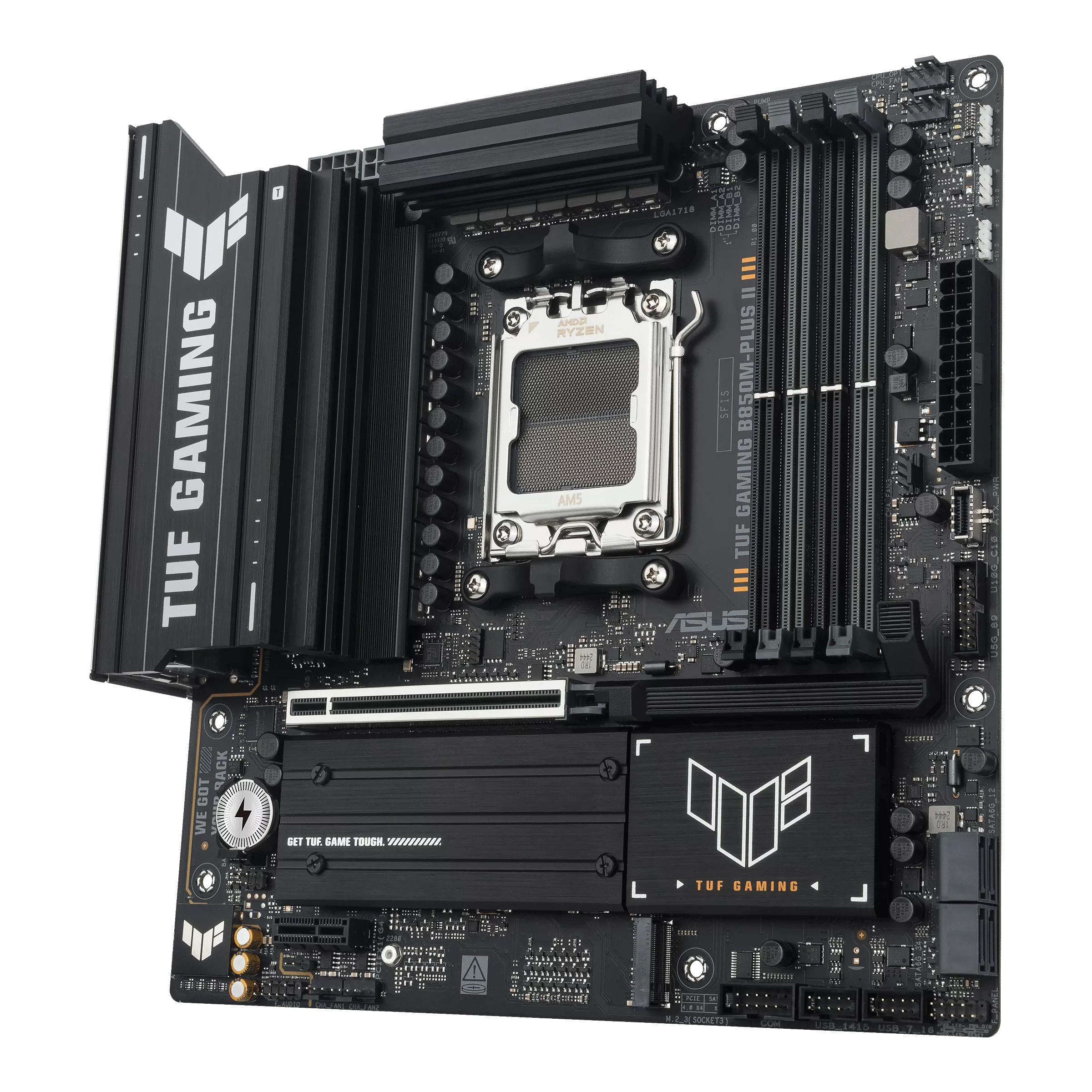 Asus TUF GAMING B850M-PLUS II | Processor family AMD | Processor socket AM5 | DDR5 | Supported hard disk drive interfaces SATA, M.2 | Number of SATA connectors 4 - Image 3