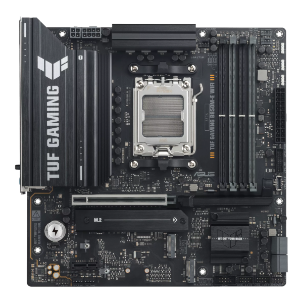 Asus TUF GAMING B850M-E WIFI | Processor family AMD | Processor socket AM5 | DDR5 | Supported hard disk drive interfaces SATA, M.2 | Number of SATA connectors 4