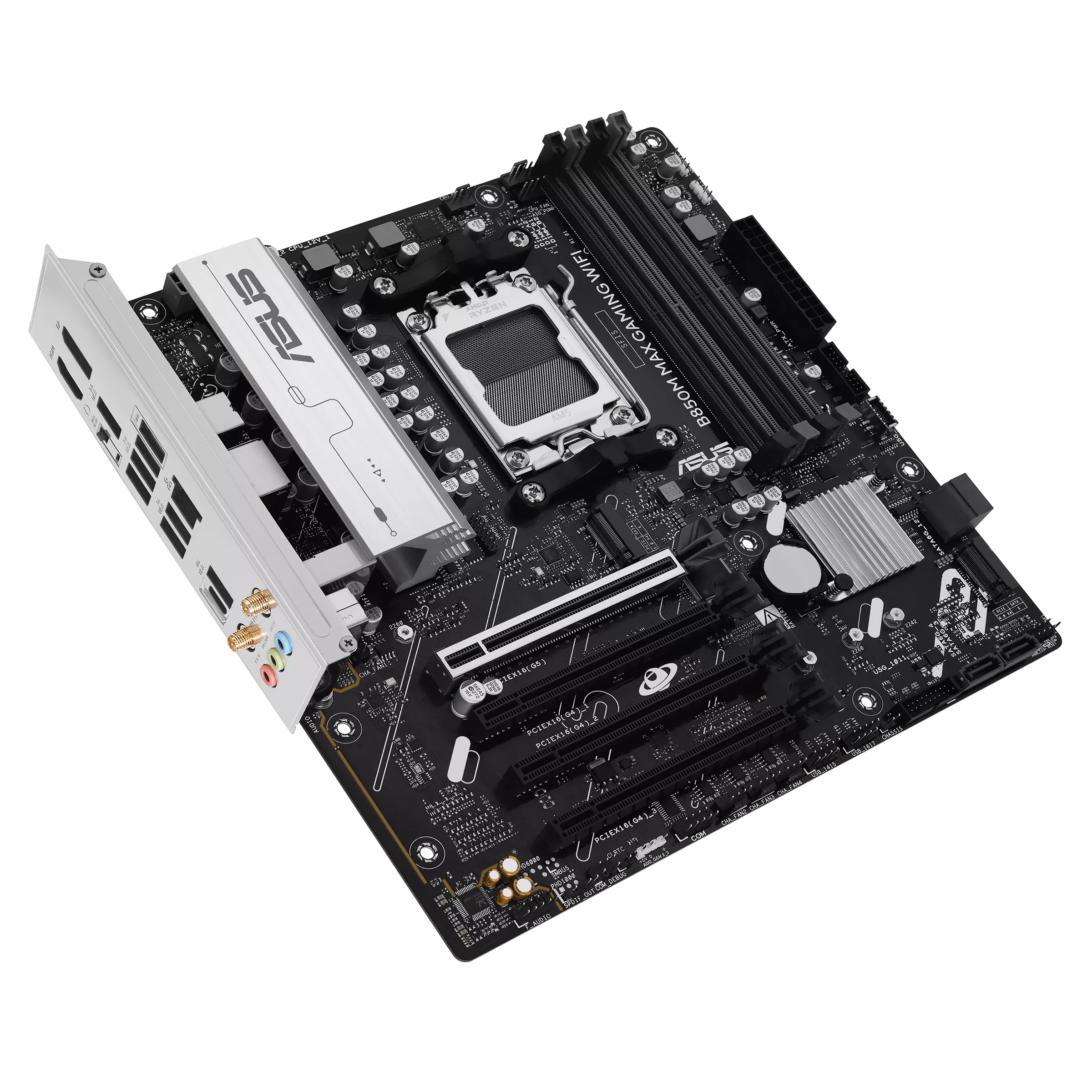 Asus B850M MAX GAMING WIFI | Processor family AMD | Processor socket AM5 | DDR5 | Supported hard disk drive interfaces SATA, M.2 | Number of SATA connectors 4 - Image 4