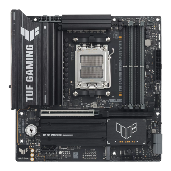 Asus TUF GAMING B850M-PLUS WIFI7 | Processor family AMD | Processor socket AM5 | DDR5 | Supported hard disk drive interfaces SATA, M.2 | Number of SATA connectors 4