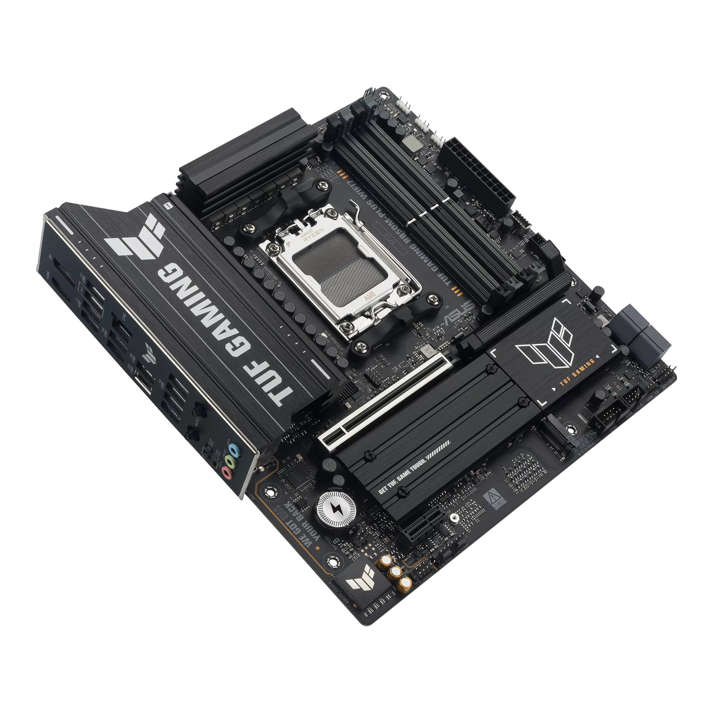 Asus TUF GAMING B850M-PLUS WIFI7 | Processor family AMD | Processor socket AM5 | DDR5 | Supported hard disk drive interfaces SATA, M.2 | Number of SATA connectors 4 - Image 4