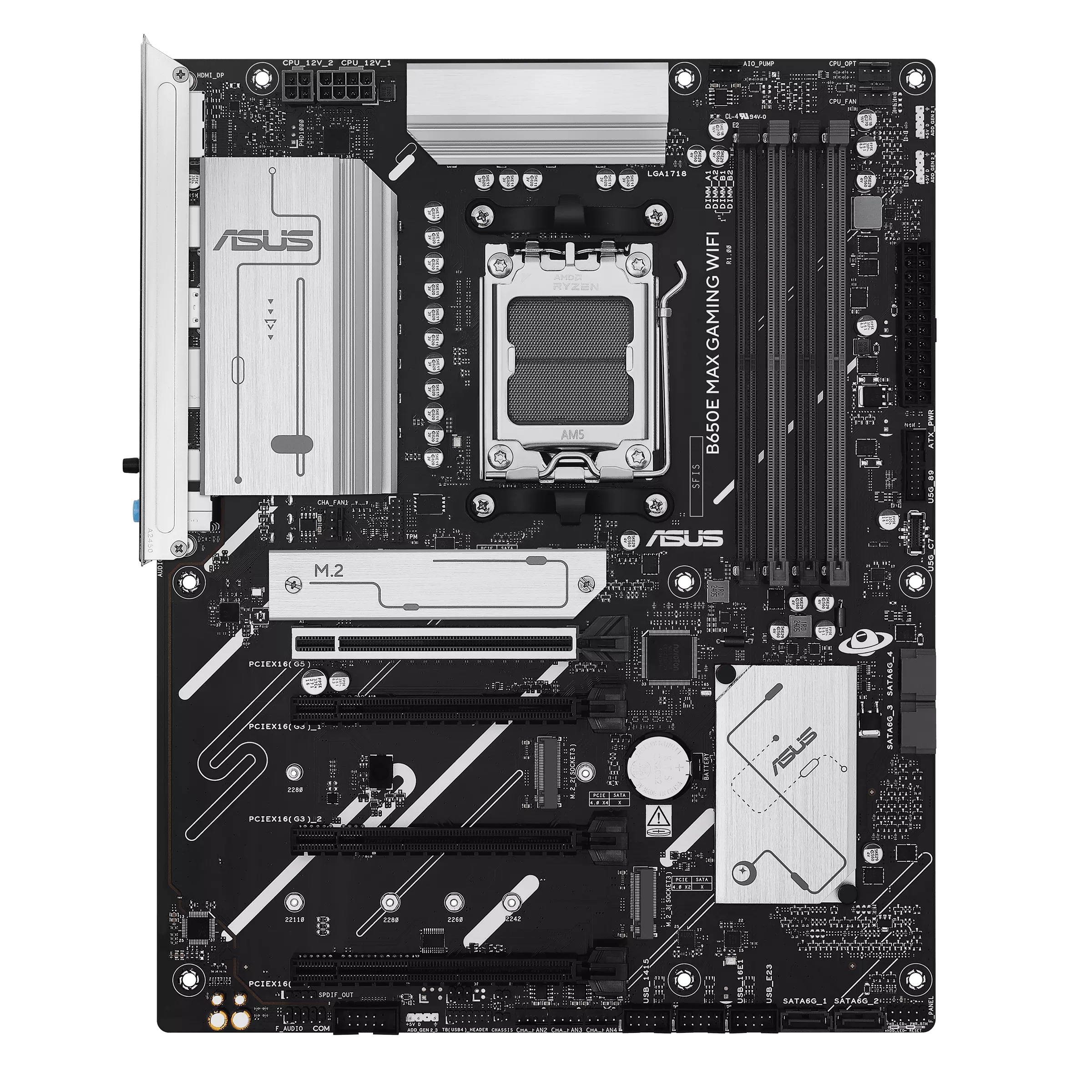 Asus B650E MAX GAMING WIFI | Processor family AMD | Processor socket AM5 | DDR5 | Supported hard disk drive interfaces SATA, M.2 | Number of SATA connectors 4