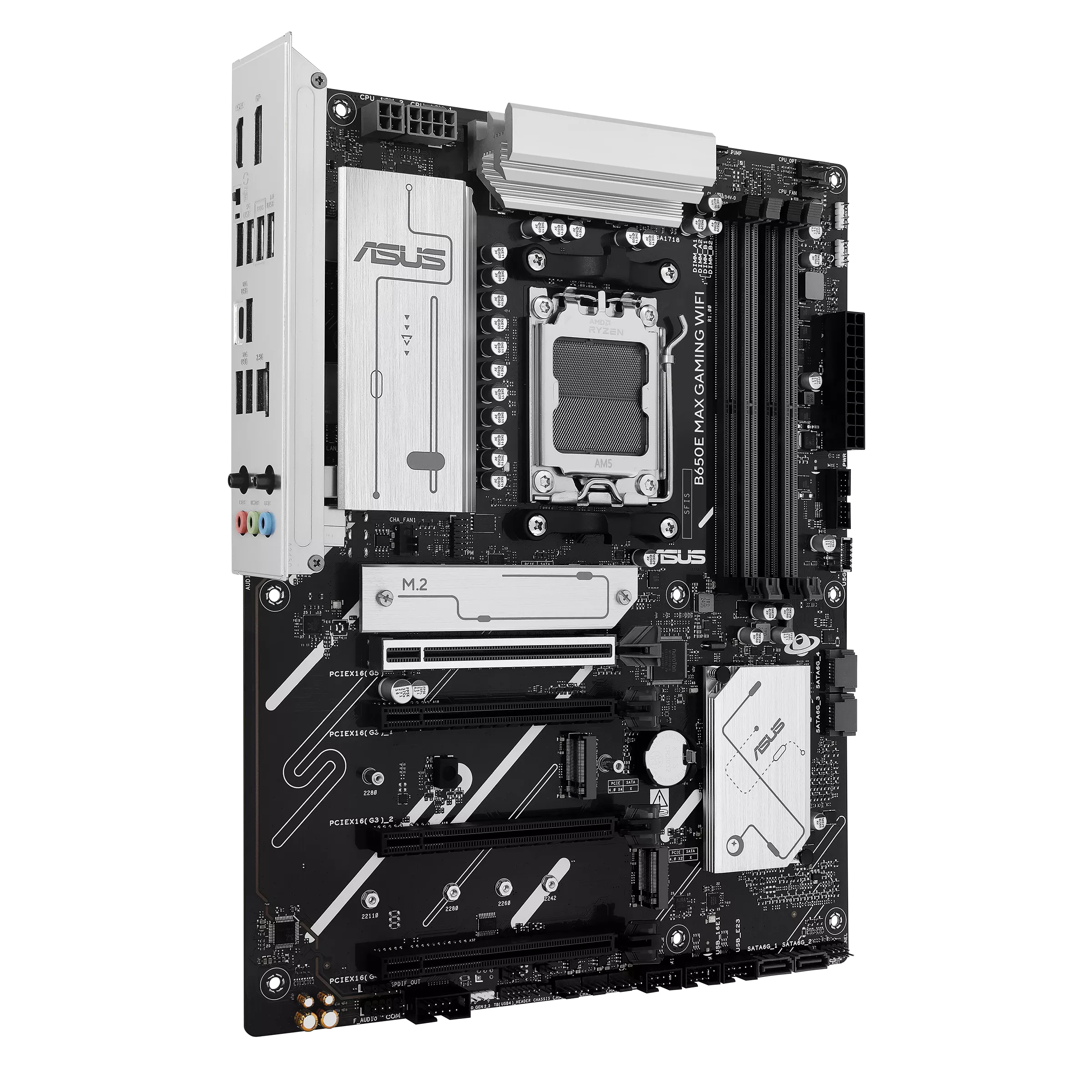 Asus B650E MAX GAMING WIFI | Processor family AMD | Processor socket AM5 | DDR5 | Supported hard disk drive interfaces SATA, M.2 | Number of SATA connectors 4 - Image 2