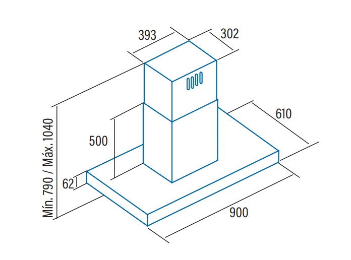 CATA | Hood | ISLA LEGEND | Island | Energy efficiency class A+ | Width 90 cm | 820 m³/h | Touch control | LED | Stainless steel - Image 6