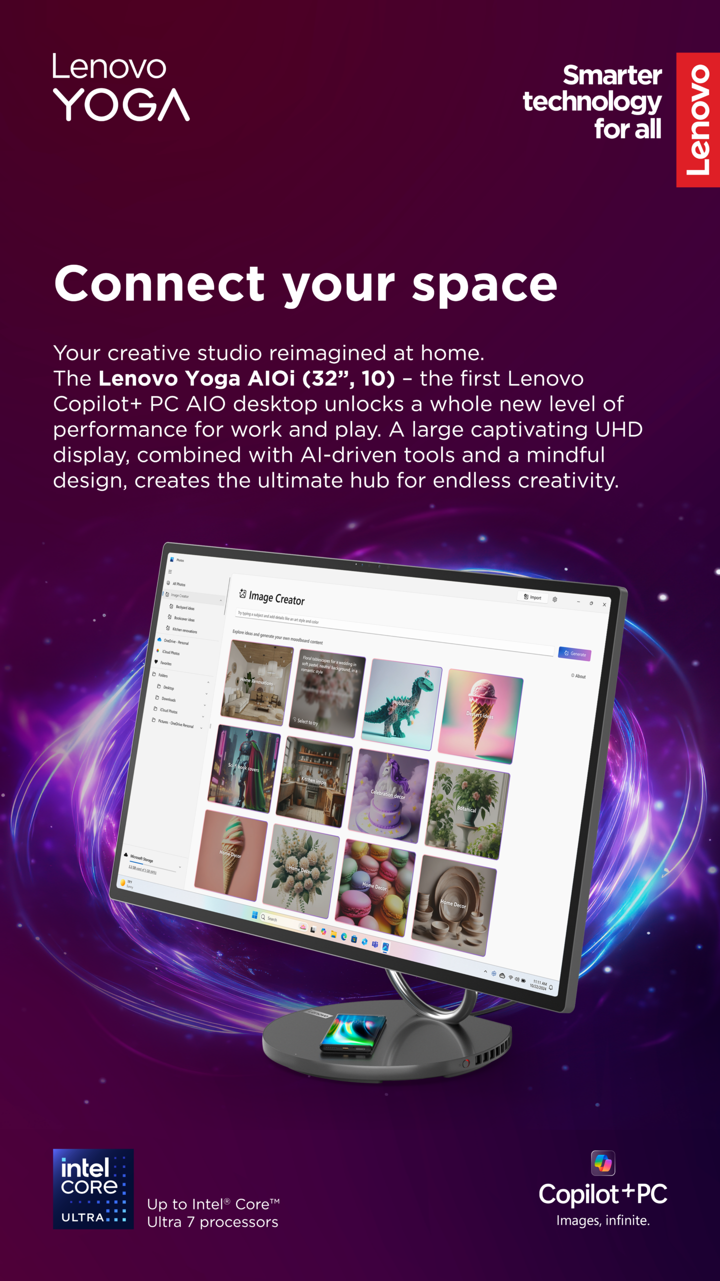 Lenovo Yoga AIO 32ILL10 31.5 UHD ULT7-258V/32GB/1TB/NVIDIA GF RTX 4050 6GB/WIN11 Pro/Nordic kbd/2Y Warranty | Lenovo Yoga | AIO 32ILL10 | Desktop | AIO | 31.5 " | Inte Core Ultra 7 | 258V | 32 GB | Soldered LPDDR5x | 1000 GB | NVIDIA GeForce RTX 4050 | Nordic | Windows 11 Pro | Warranty 24 month(s) - Image 46