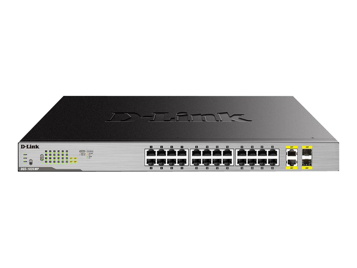 D-Link | Switch | DGS-1026MP | Unmanaged | Rack mountable | Gigabit Ethernet (copper) ports quantity 24 | SFP ports quantity 2 | PoE/Poe+ ports quantity 24 | Power supply type Single | 24 month(s) - Image 2