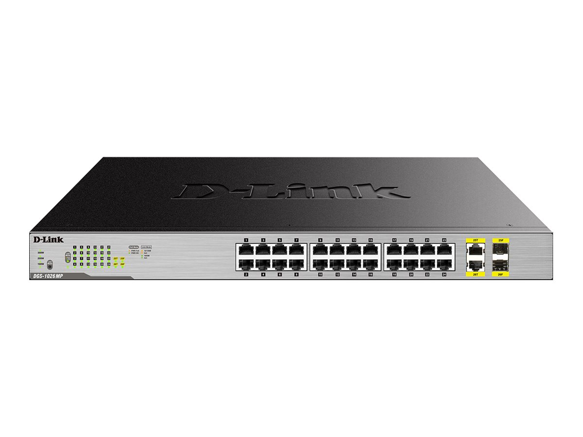D-Link | Switch | DGS-1026MP | Unmanaged | Rack mountable | Gigabit Ethernet (copper) ports quantity 24 | SFP ports quantity 2 | PoE/Poe+ ports quantity 24 | Power supply type Single | 24 month(s) - Image 3