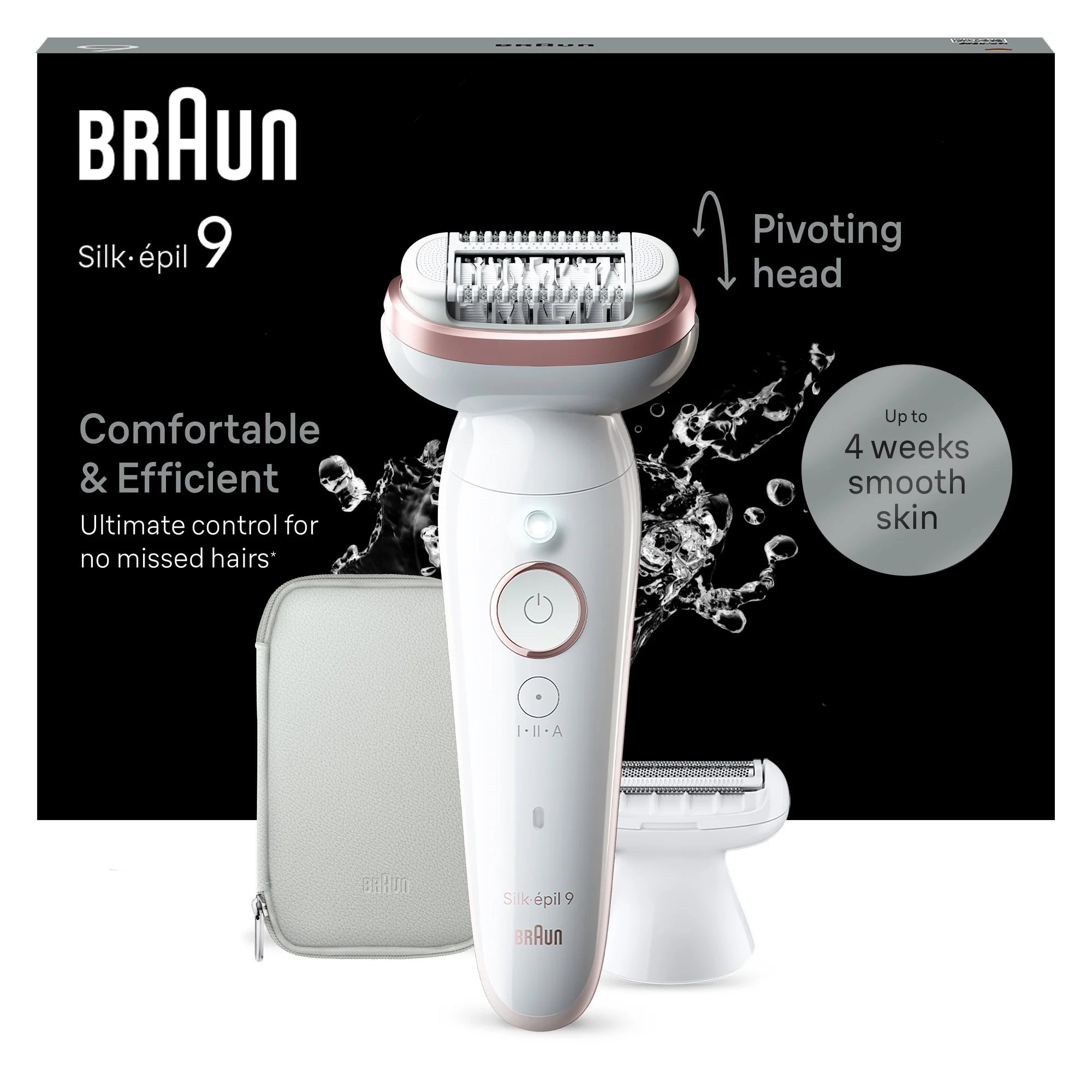Braun Epilator | SES9-030 Silk épil 9 | Operating time (max) 50 min | Number of power levels 2 | Wet & Dry | White/Rose - Image 3