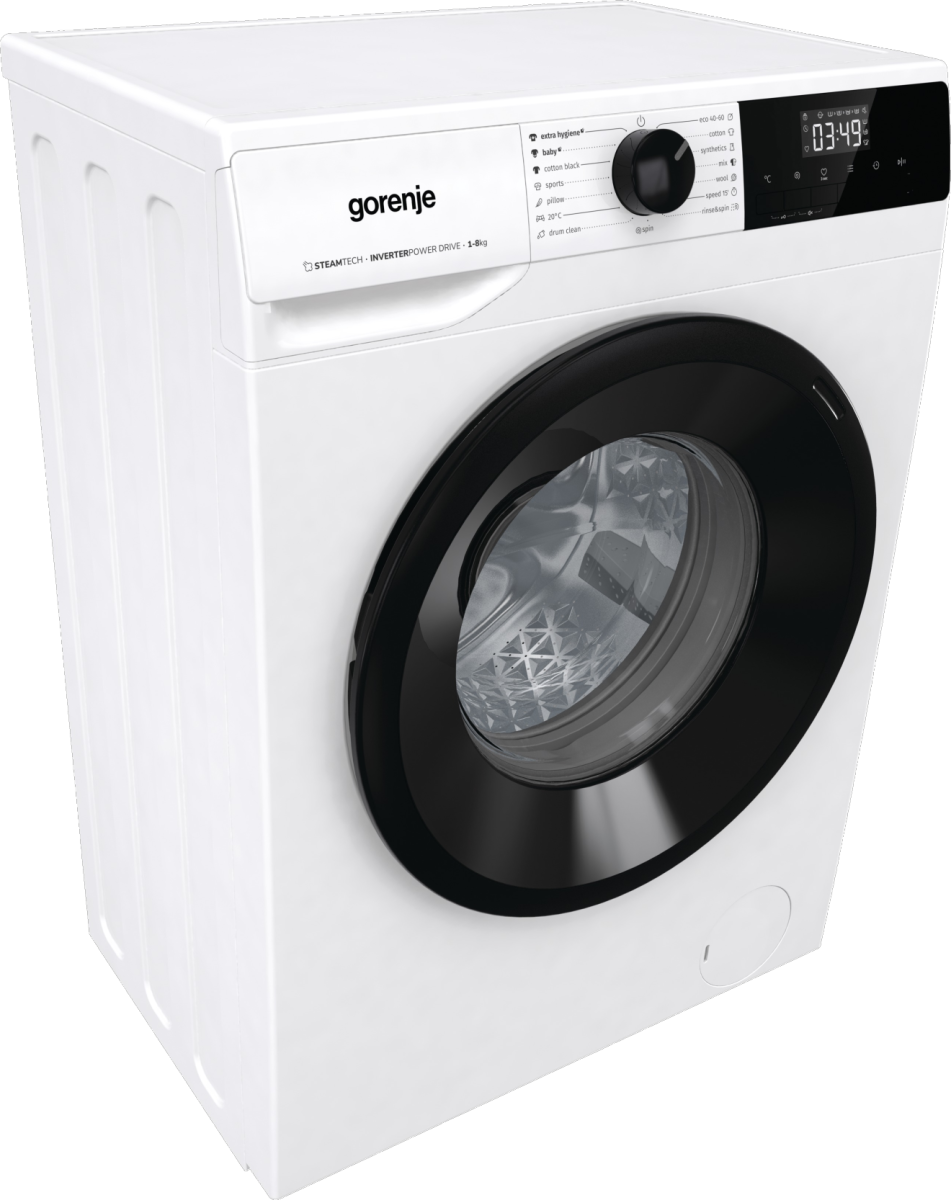Gorenje | Washing Machine | W11NHPI84AS | Energy efficiency class A | Front loading | Washing capacity 8 kg | 1400 RPM | Depth 54 cm | Width 60 cm | Display | LED | Steam function | White - Image 2