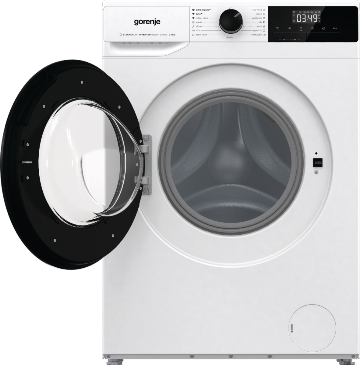 Gorenje | Washing Machine | W11NHPI84AS | Energy efficiency class A | Front loading | Washing capacity 8 kg | 1400 RPM | Depth 54 cm | Width 60 cm | Display | LED | Steam function | White - Image 3